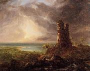 Thomas Cole Romantic Landscape with Ruined Tower oil painting artist
